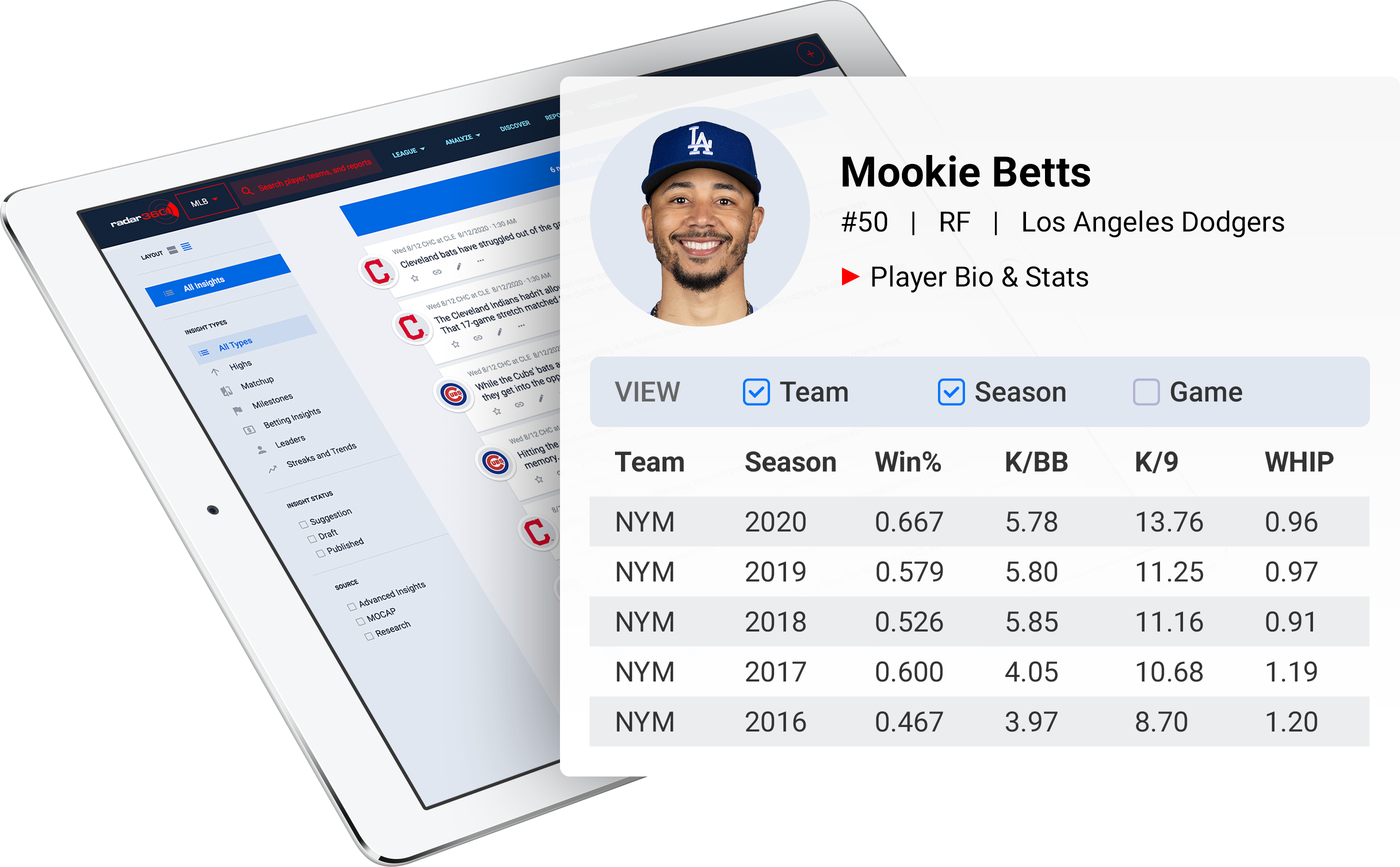 Pitcher Mookie Bets’s player stats